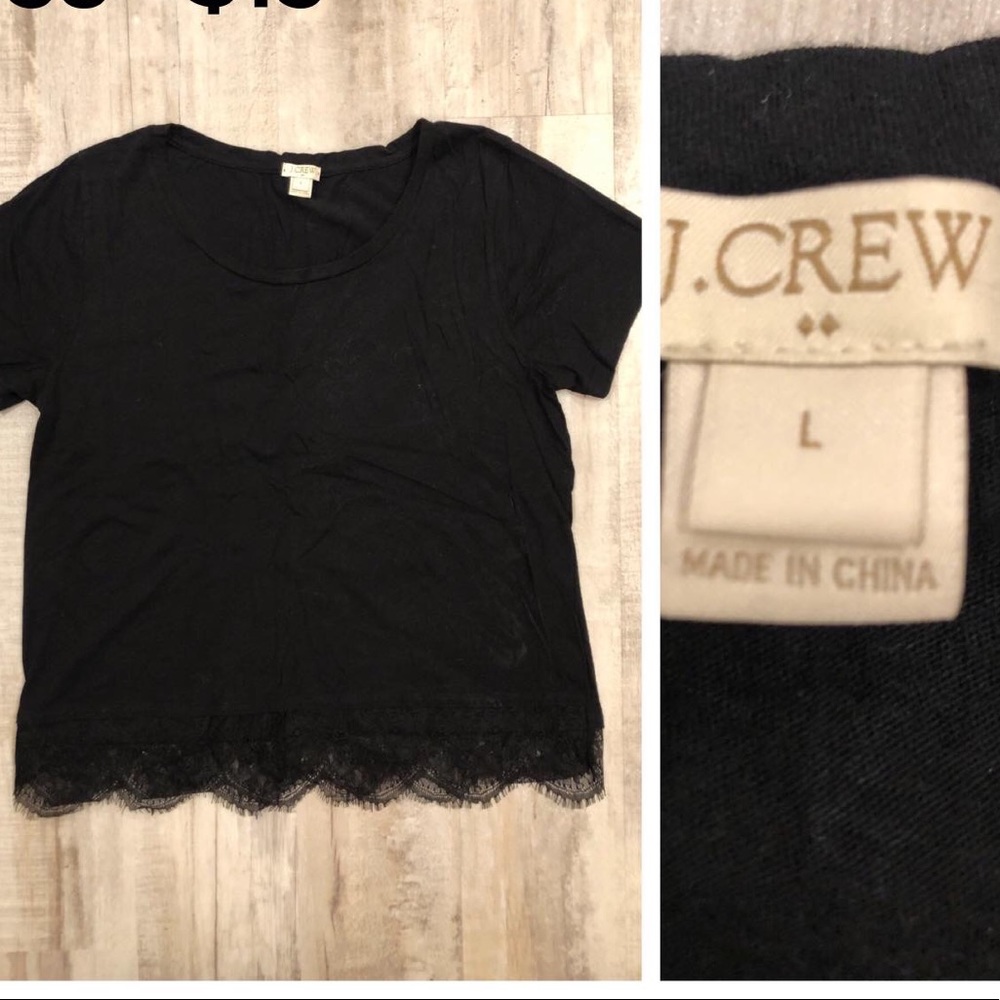 J. Crew Black Tee w/ lace trim, women’s